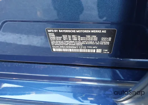2022 BMW X5 xDrive40I from USA, damaged, VIN 5UXCR6C00N9M11210